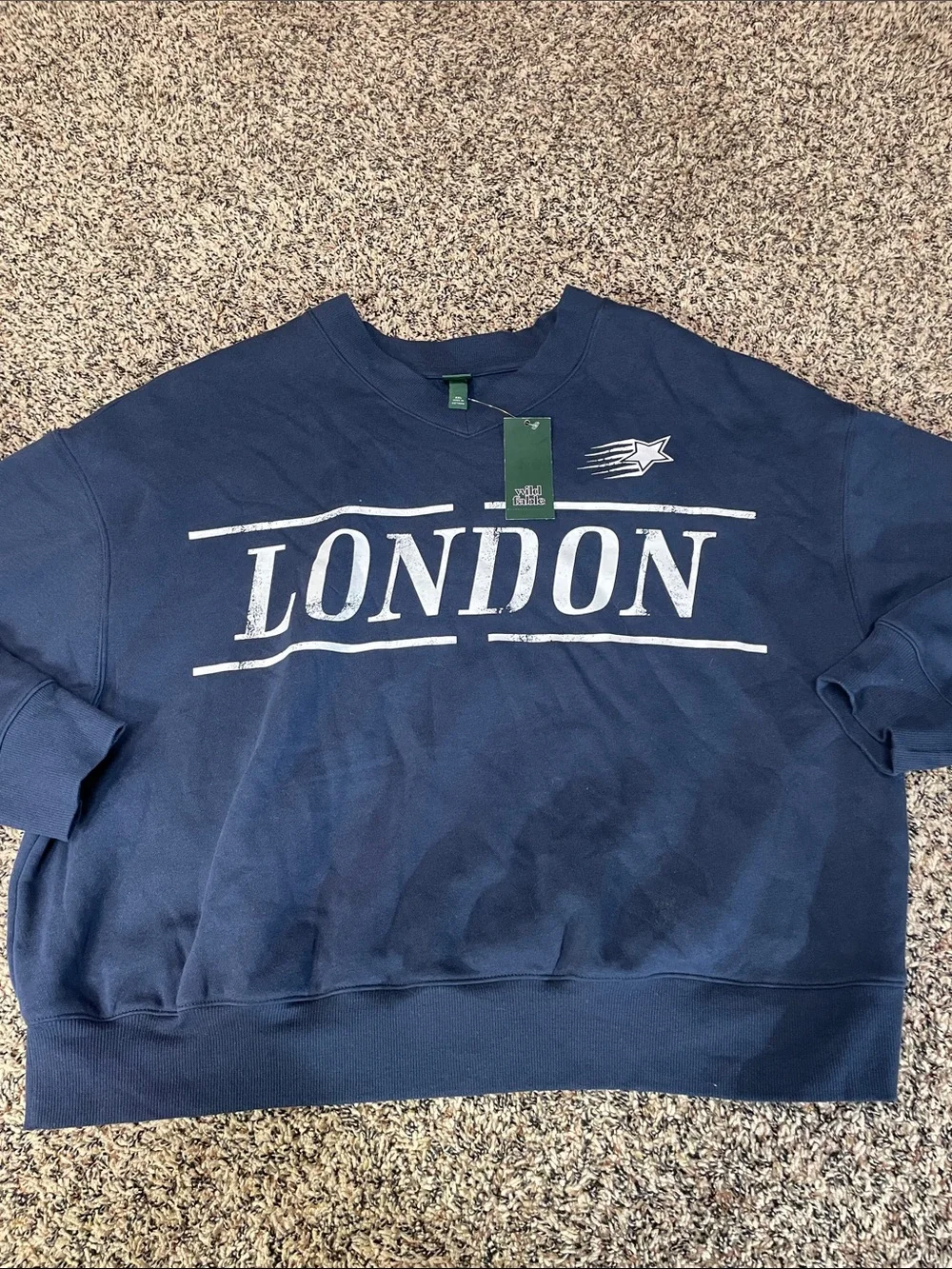 Wild Fable Relaxed London Graphic V Neck Sweatshirt - Navy Plus Size XXL | NWT - Picture 1 of 4